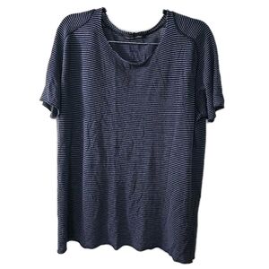 Hannes Roether Navy Striped Short Sleeve Shirt Top Womens‎ Size 2XL